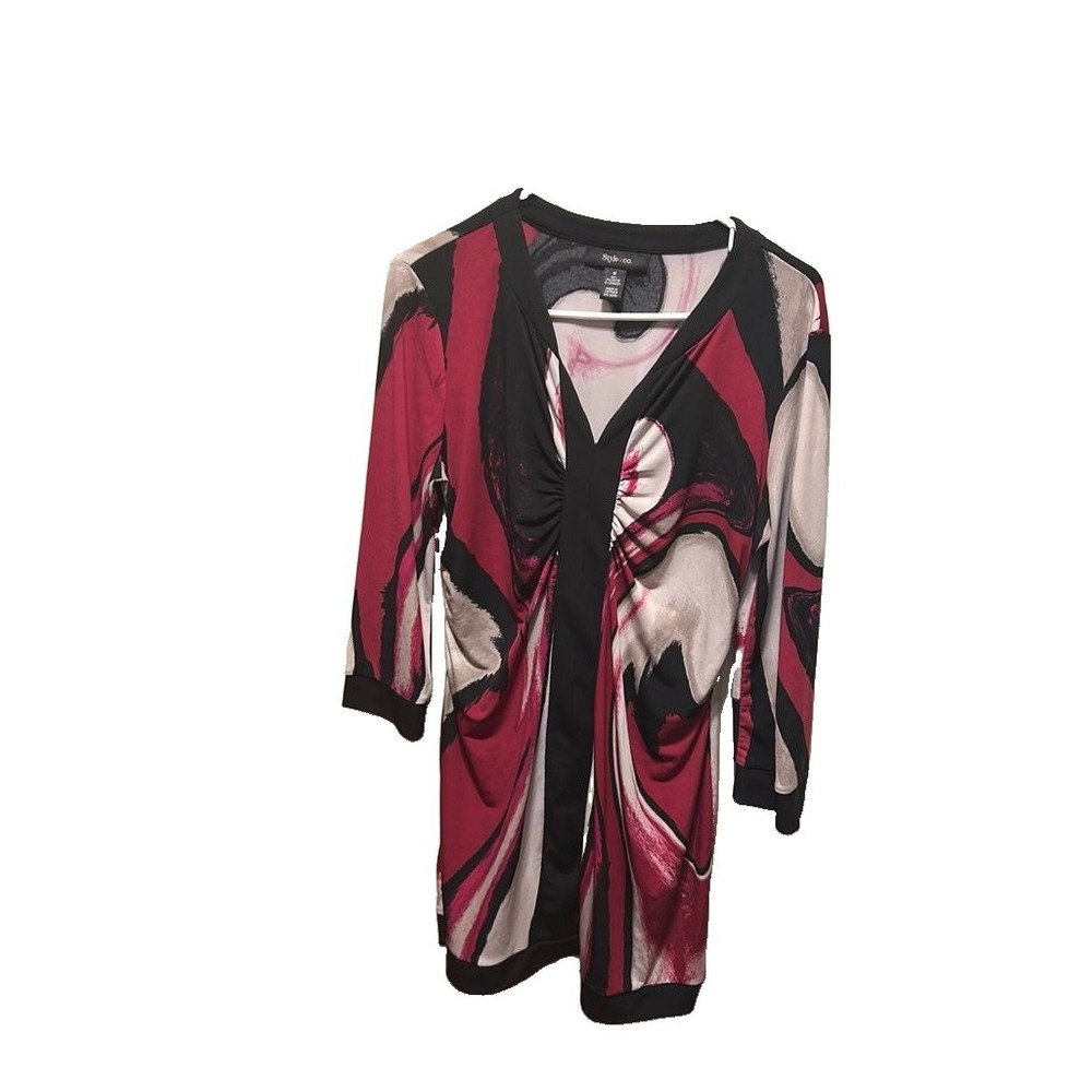Style & Co Women's Abstract Print Dress ruched empire waist